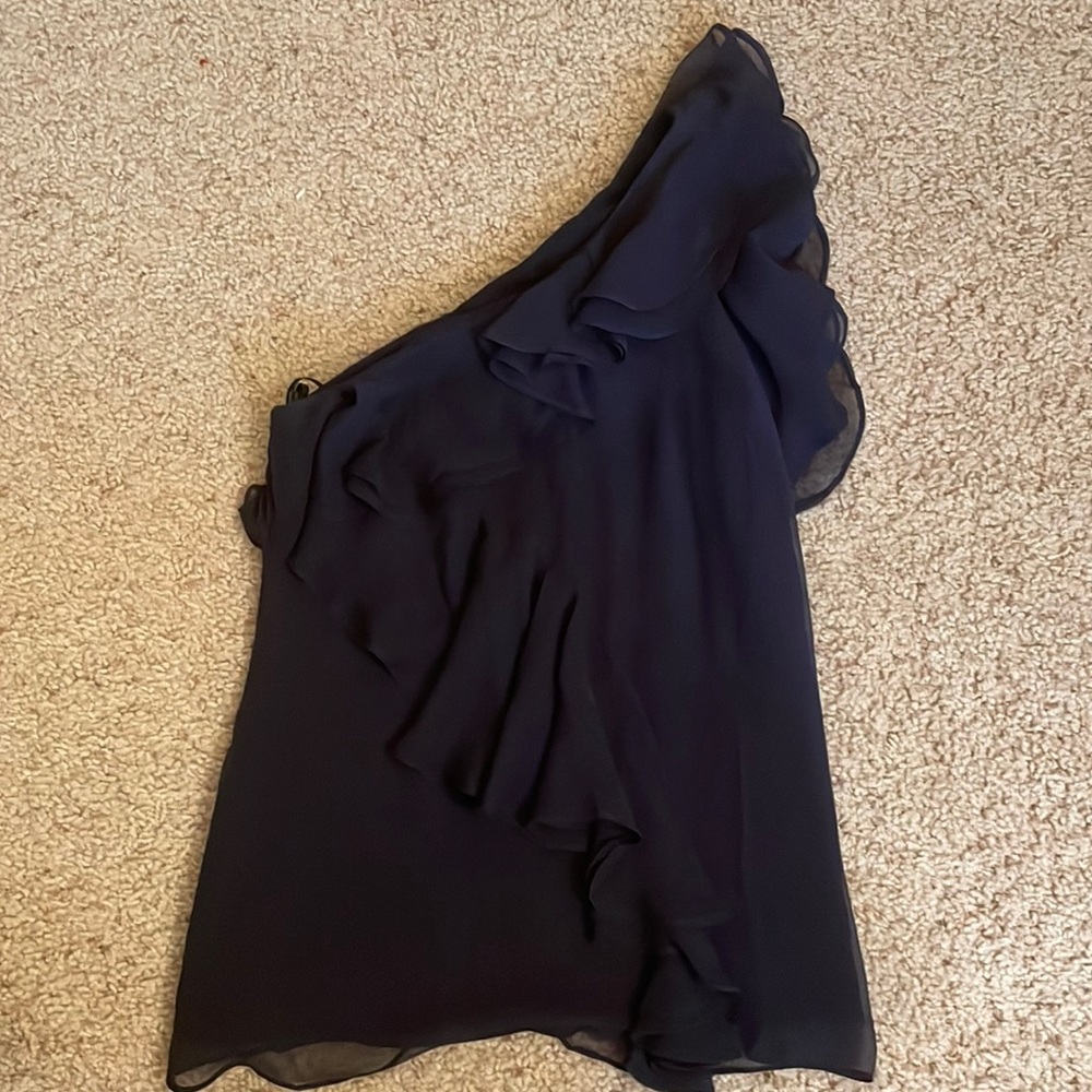 Asymmetrical Navy Ruffle MM Couture Top.